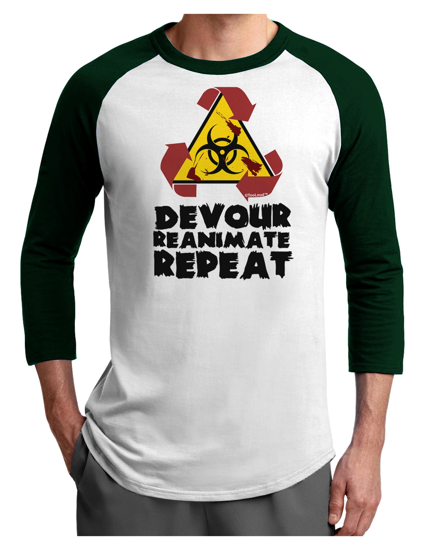 Devour Reanimate Repeat Adult Raglan Shirt by TooLoud-TooLoud-White-Forest-X-Small-Davson Sales
