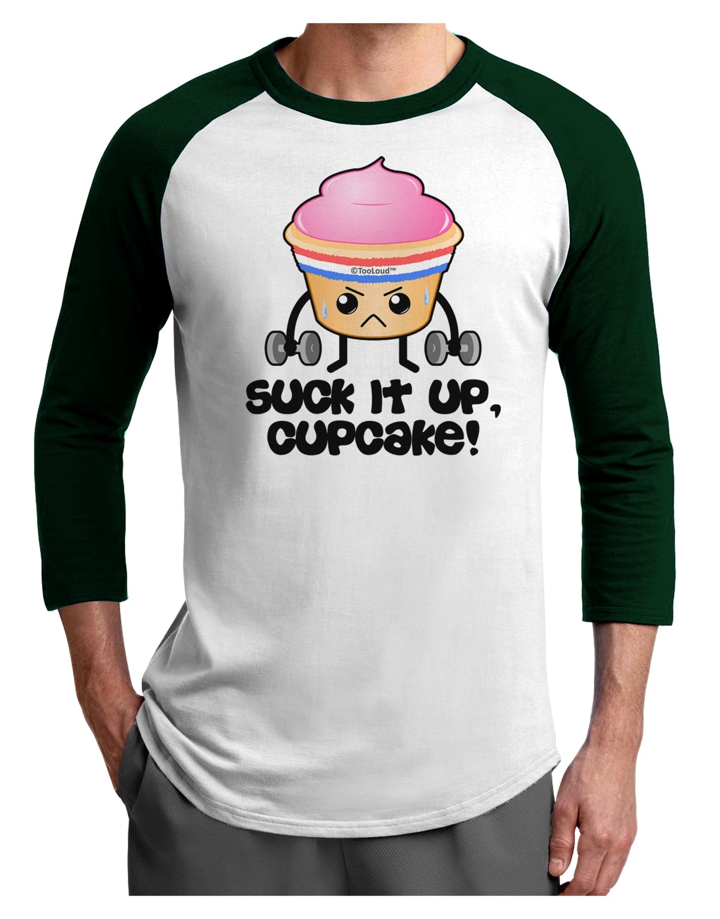 Suck It Up Cupcake Design Adult Raglan Shirt by TooLoud-TooLoud-White-Forest-X-Small-Davson Sales