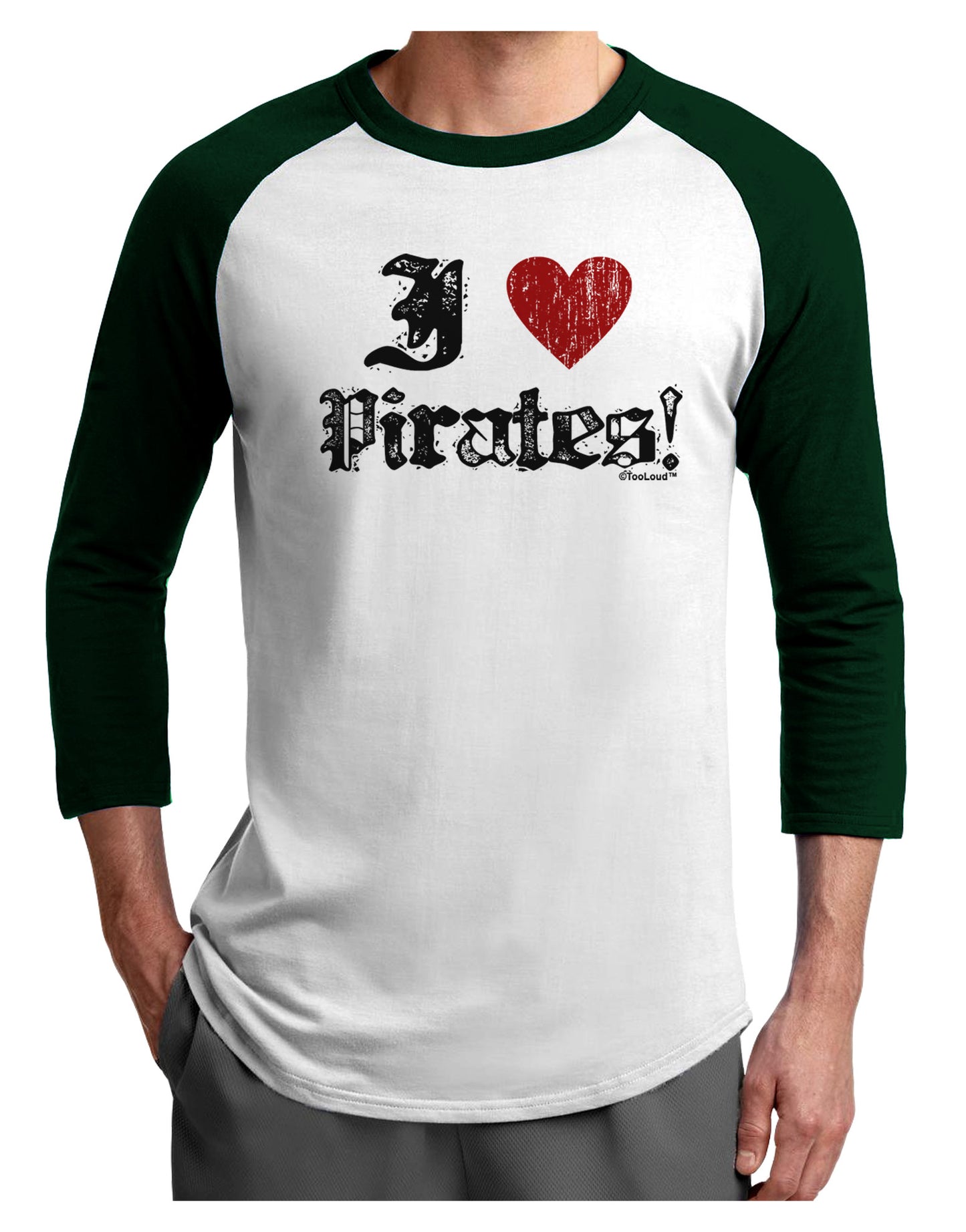 I Heart Pirates Adult Raglan Shirt-Raglan Shirt-TooLoud-White-Forest-X-Small-Davson Sales