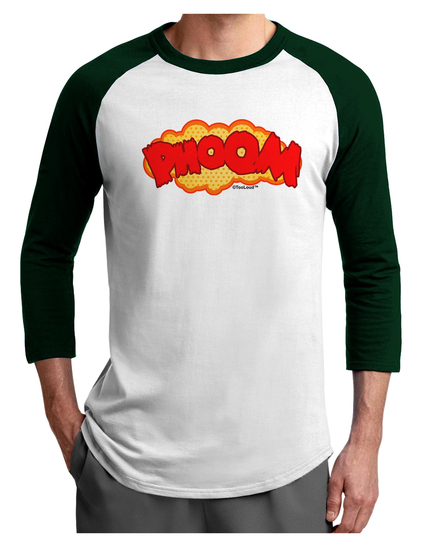 Onomatopoeia PHOOM Adult Raglan Shirt-TooLoud-White-Forest-X-Small-Davson Sales