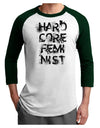 Hardcore Feminist Adult Raglan Shirt-TooLoud-White-Forest-X-Small-Davson Sales
