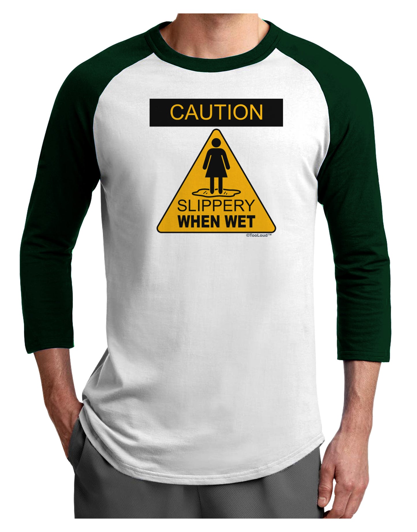 Slippery When Wet Adult Raglan Shirt-Raglan Shirt-TooLoud-White-Forest-X-Small-Davson Sales