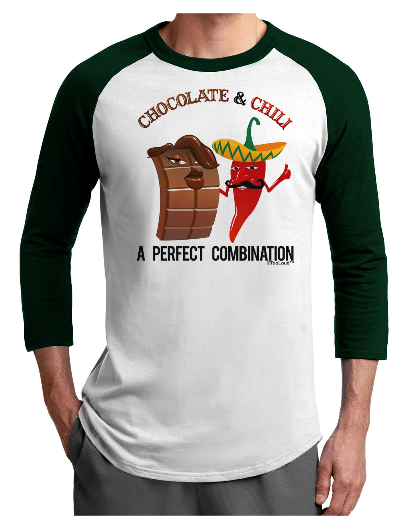 Chiles and Chocolate Adult Raglan Shirt-Raglan Shirt-TooLoud-White-Forest-X-Small-Davson Sales