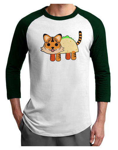 Cute Taco Tiger Adult Raglan Shirt-TooLoud-White-Forest-X-Small-Davson Sales