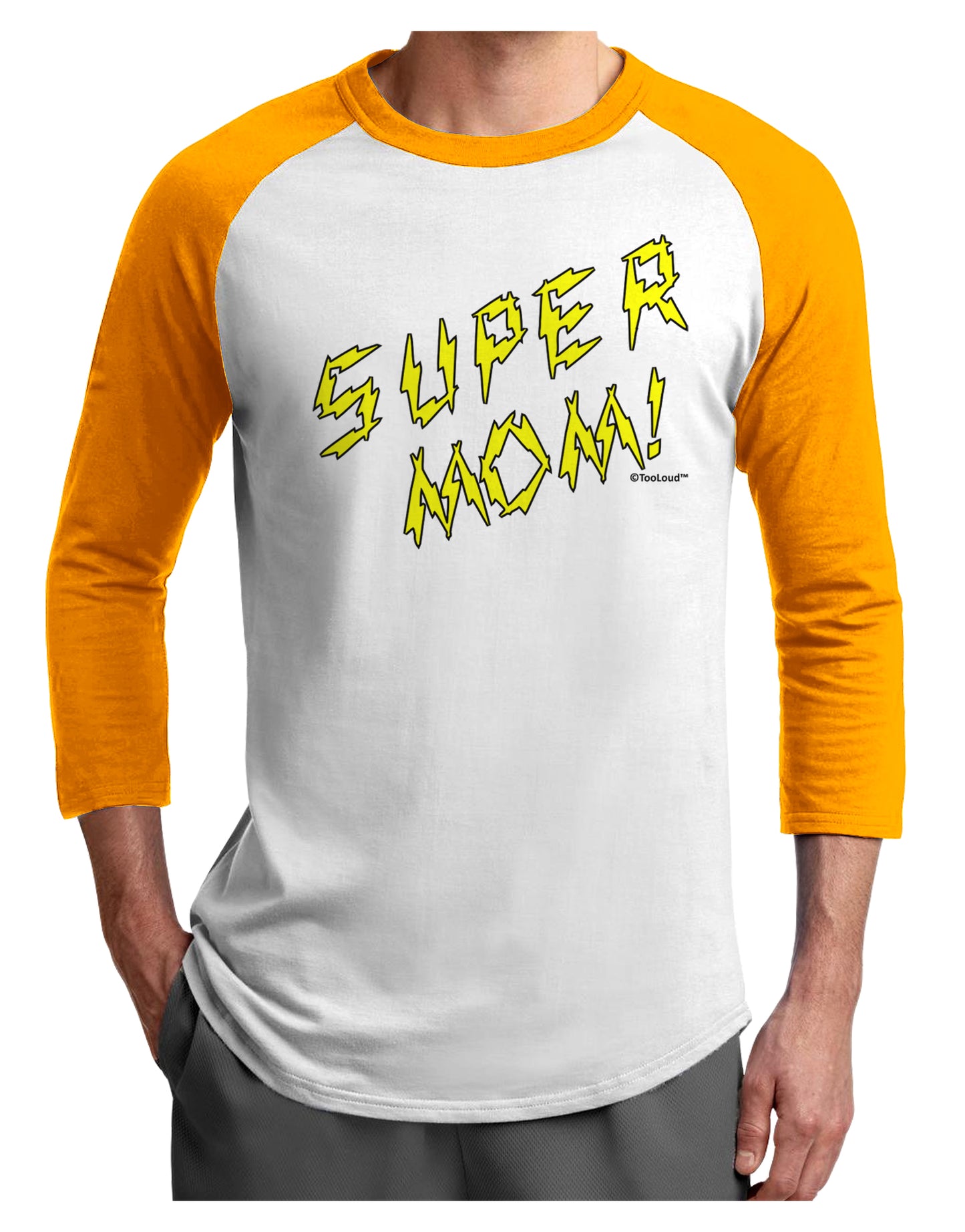 Super Mom - Lightening Bolt Design Adult Raglan Shirt by TooLoud-TooLoud-White-Gold-X-Small-Davson Sales