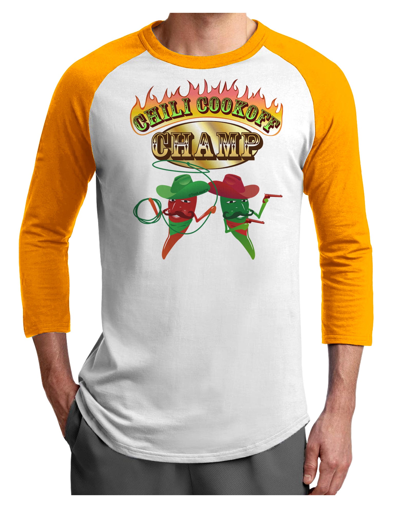 Cowboy Chili Cookoff Champ Adult Raglan Shirt-Raglan Shirt-TooLoud-White-Gold-X-Small-Davson Sales