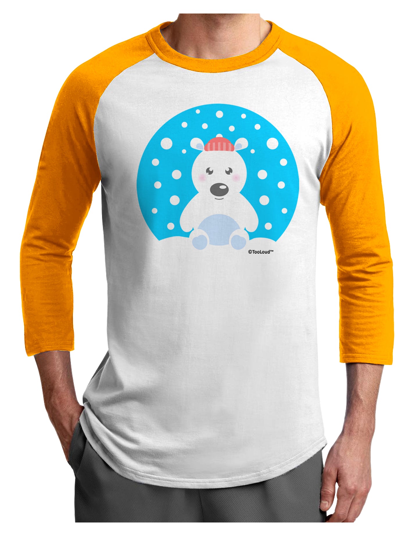 Cute Polar Bear - Christmas Adult Raglan Shirt by TooLoud-TooLoud-White-Gold-X-Small-Davson Sales