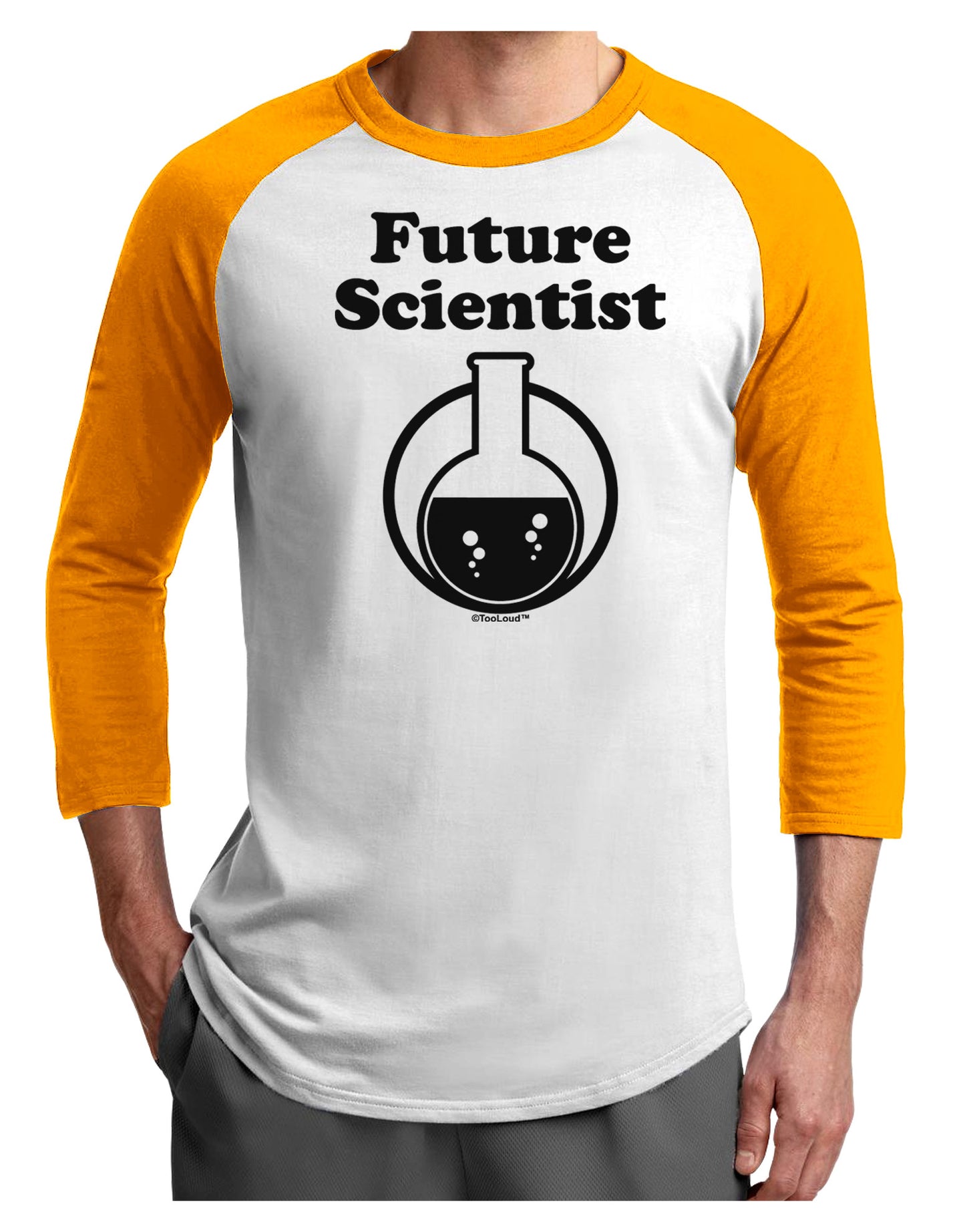 Future Scientist Adult Raglan Shirt-TooLoud-White-Gold-X-Small-Davson Sales