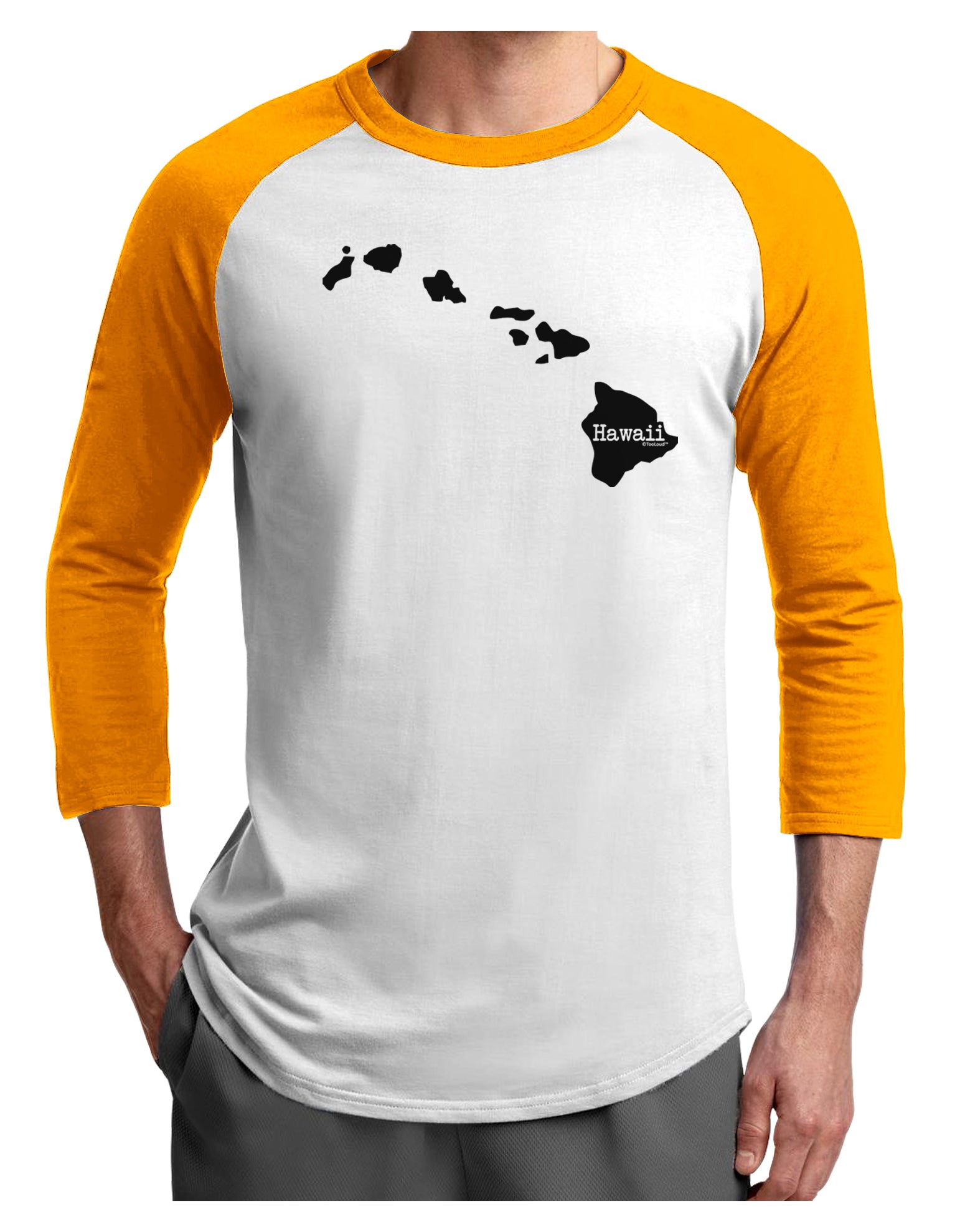 Hawaii - United States Shape Adult Raglan Shirt by TooLoud-TooLoud-White-Gold-X-Small-Davson Sales