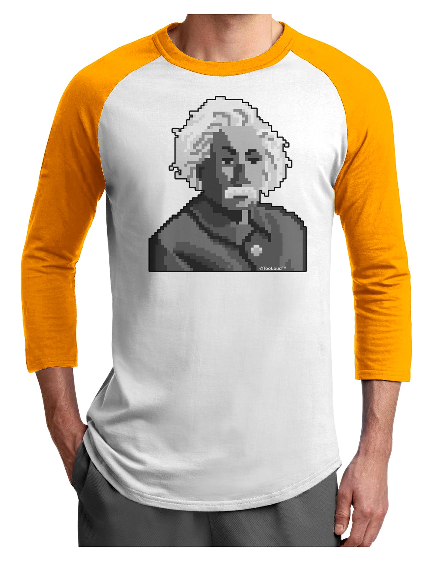 Pixel Albert Design Adult Raglan Shirt by TooLoud-TooLoud-White-Gold-X-Small-Davson Sales