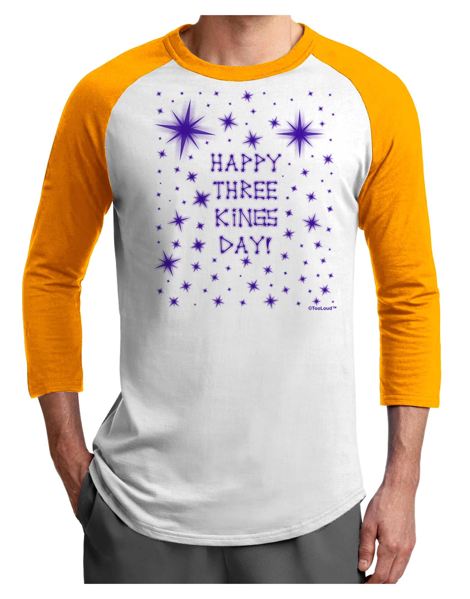 Happy Three Kings Day - Shining Stars Adult Raglan Shirt by TooLoud-Raglan Shirt-TooLoud-White-Gold-X-Small-Davson Sales