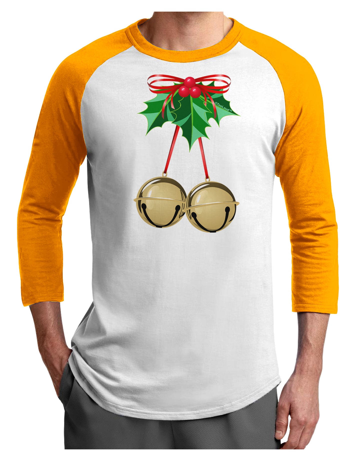 Jingle Balls Adult Raglan Shirt-Raglan Shirt-TooLoud-White-Gold-X-Small-Davson Sales
