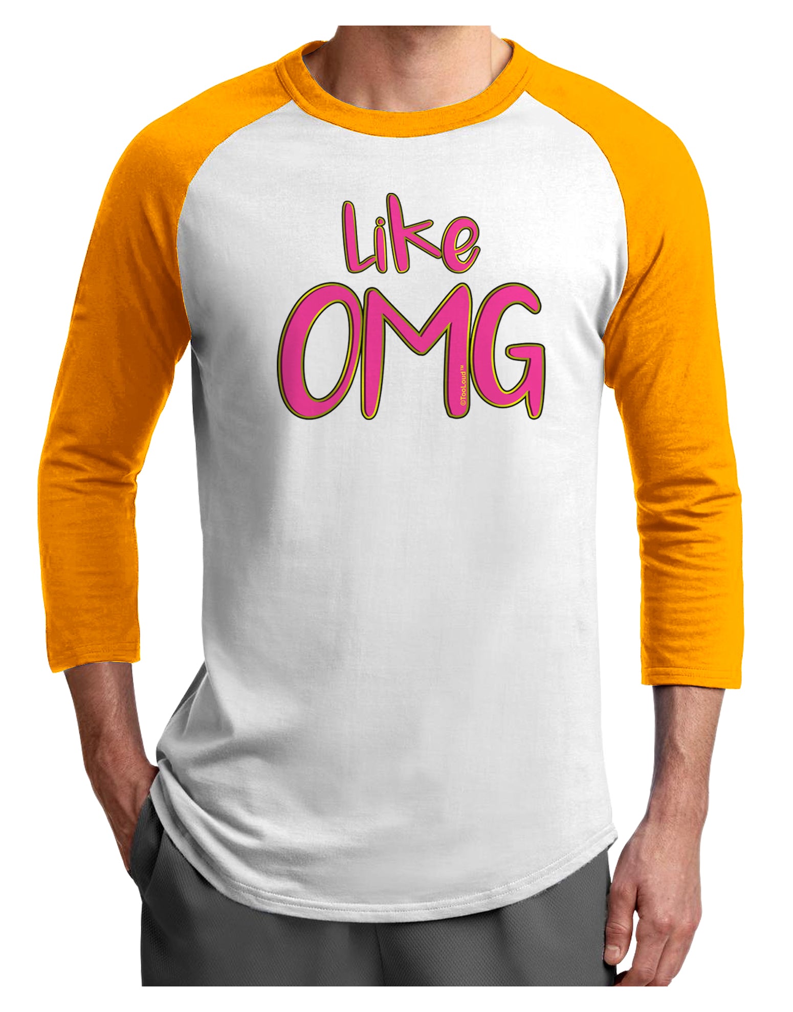 Like OMG Adult Raglan Shirt by TooLoud-TooLoud-White-Gold-X-Small-Davson Sales
