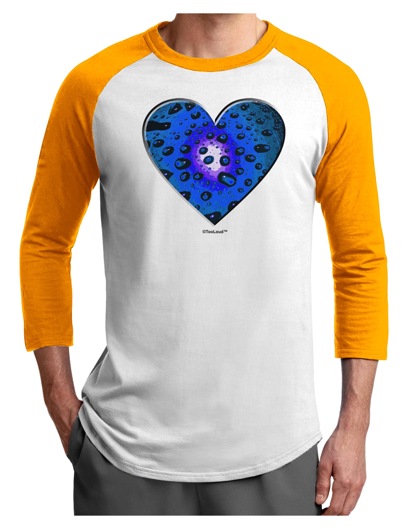 Water Droplet Heart Blue Adult Raglan Shirt by TooLoud-TooLoud-White-Gold-X-Small-Davson Sales