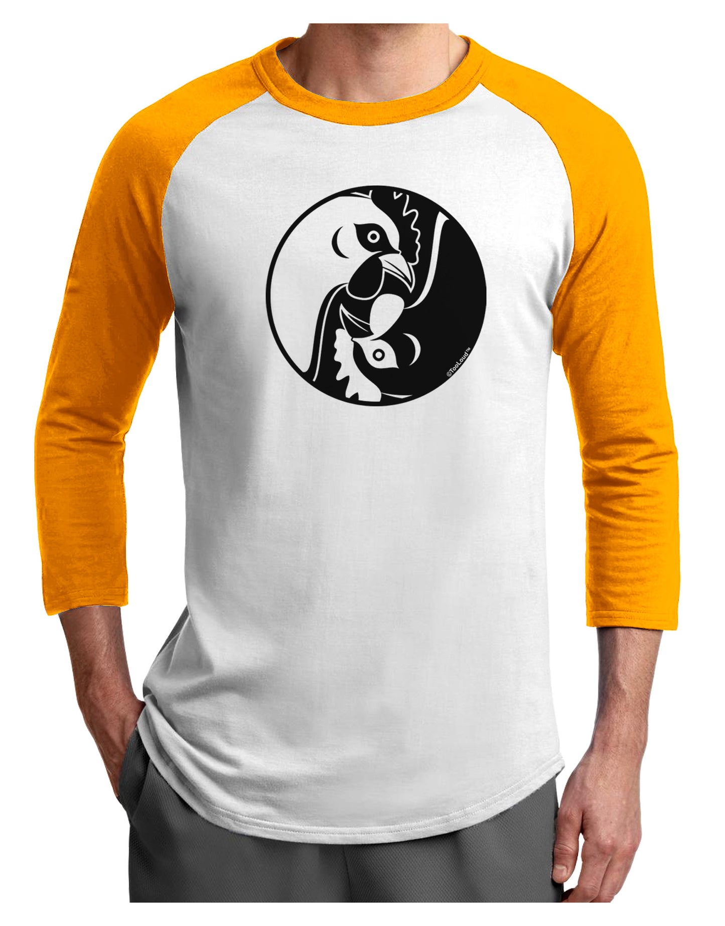 TooLoud Yin Yang Chicken Adult Raglan Shirt-Raglan Shirt-TooLoud-White-Gold-X-Small-Davson Sales
