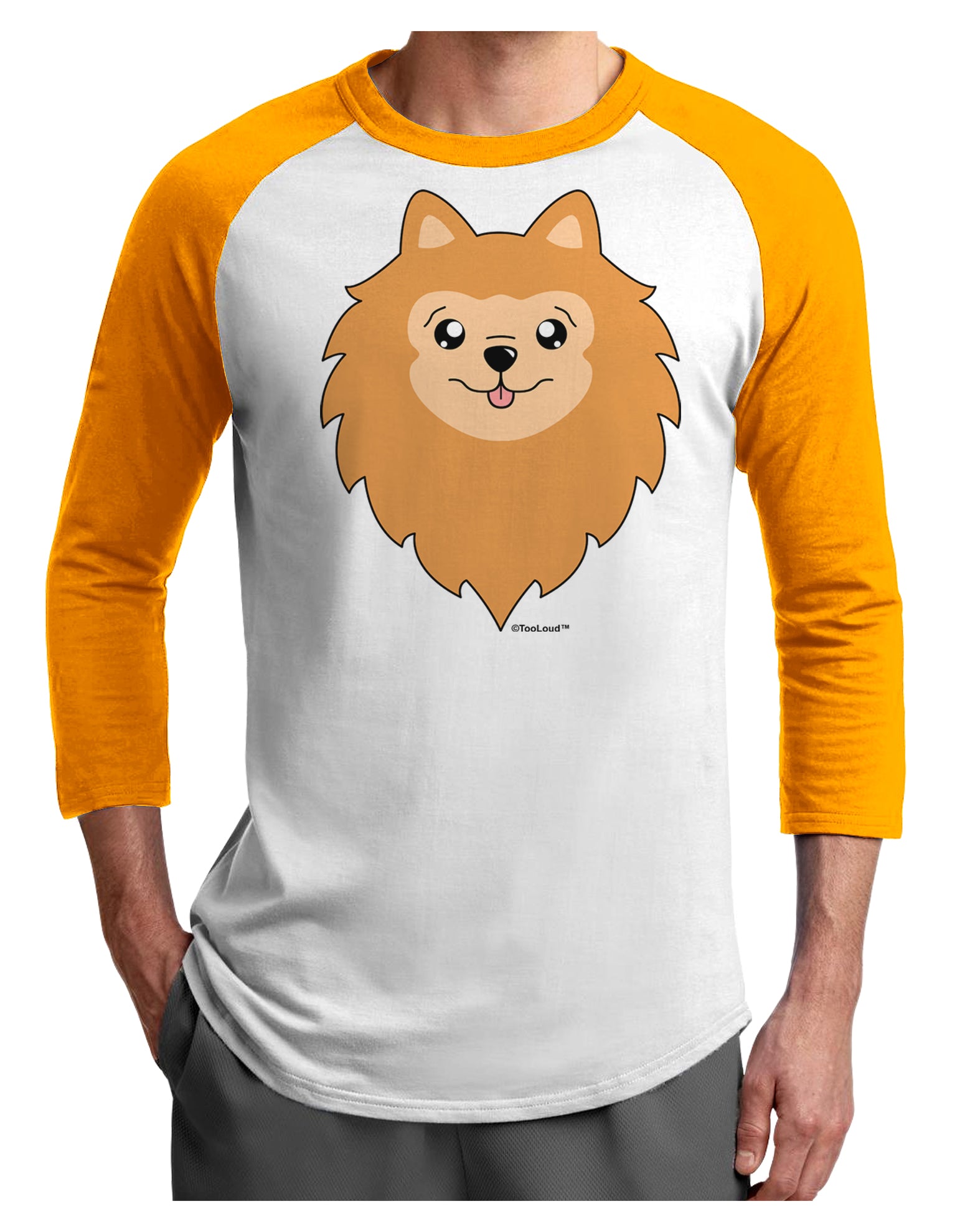 Cute Pomeranian Dog Adult Raglan Shirt by TooLoud-TooLoud-White-Gold-X-Small-Davson Sales