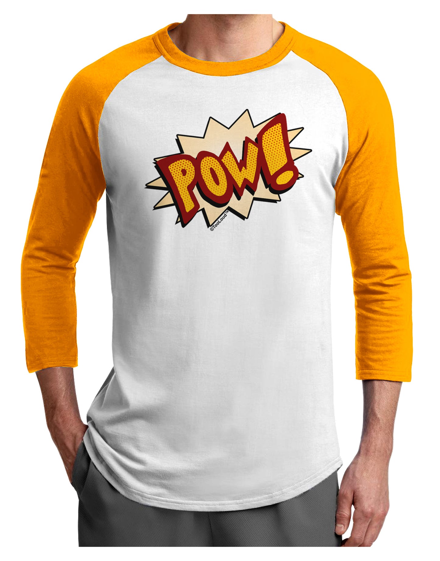 Onomatopoeia POW Adult Raglan Shirt-TooLoud-White-Gold-X-Small-Davson Sales