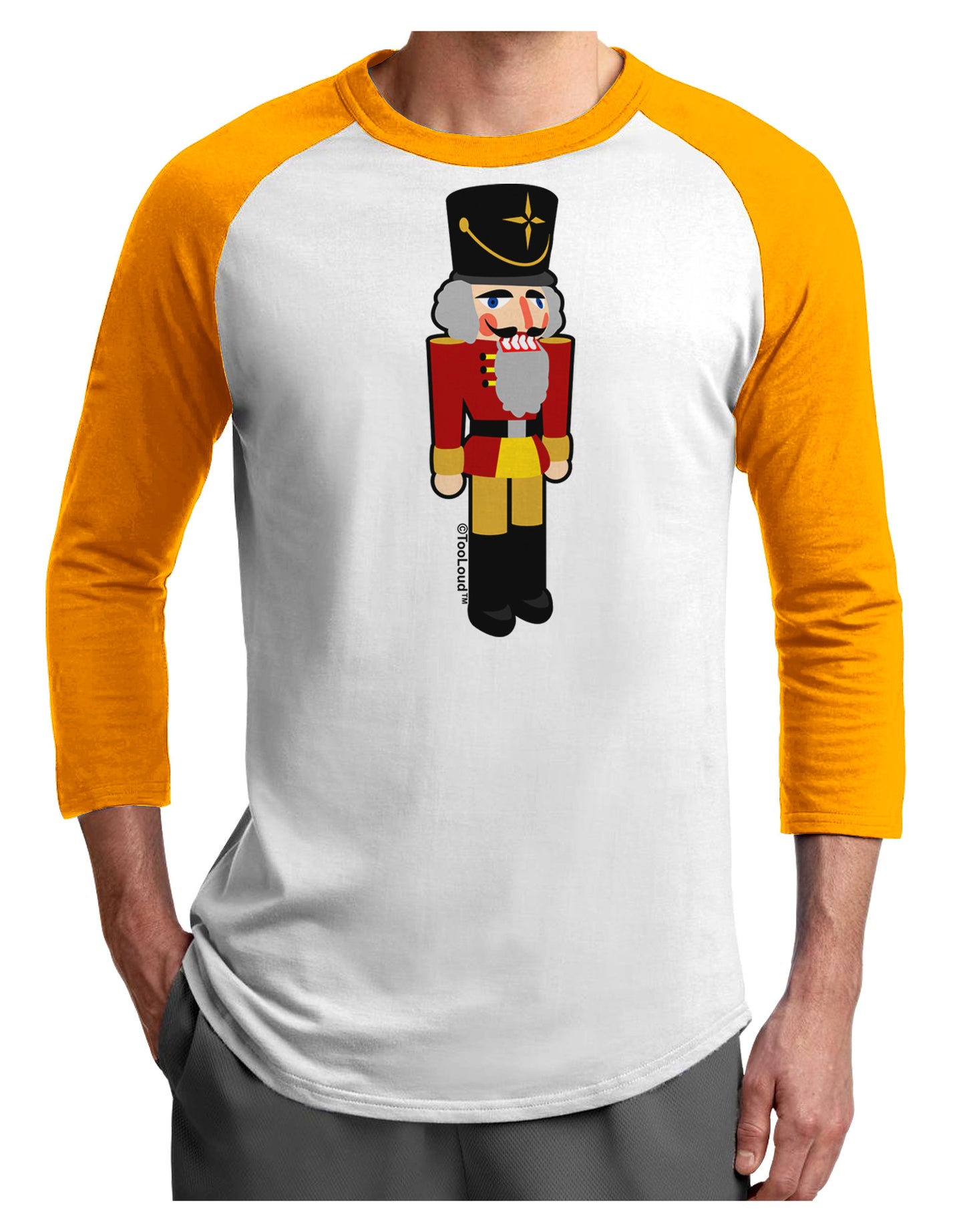 Festive Nutcracker - No Text Adult Raglan Shirt by-Raglan Shirt-TooLoud-White-Gold-X-Small-Davson Sales