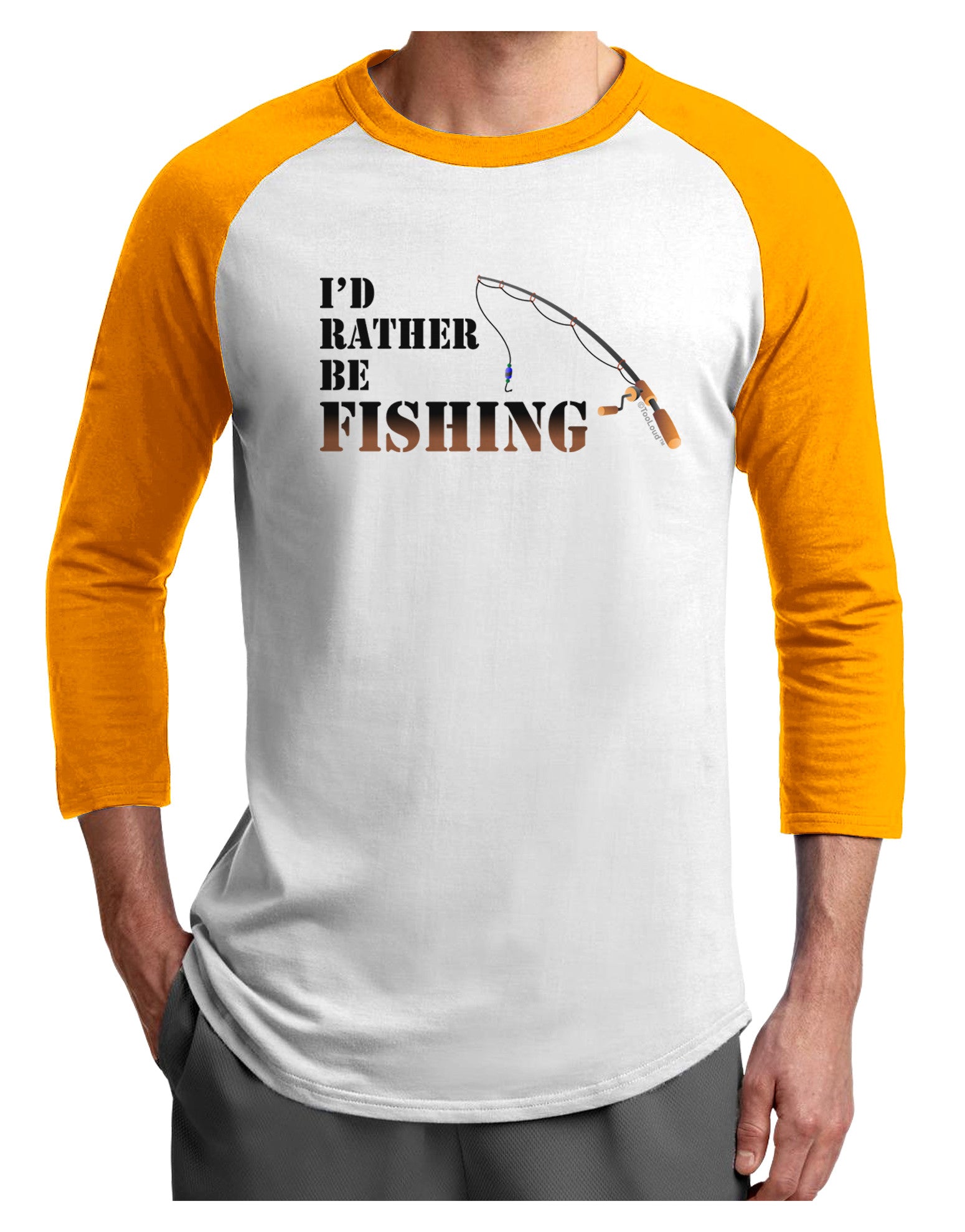 I'd Rather Be Fishing Adult Raglan Shirt-Raglan Shirt-TooLoud-White-Gold-X-Small-Davson Sales