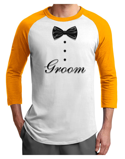 Tuxedo - Groom Adult Raglan Shirt-Raglan Shirt-TooLoud-White-Gold-X-Small-Davson Sales