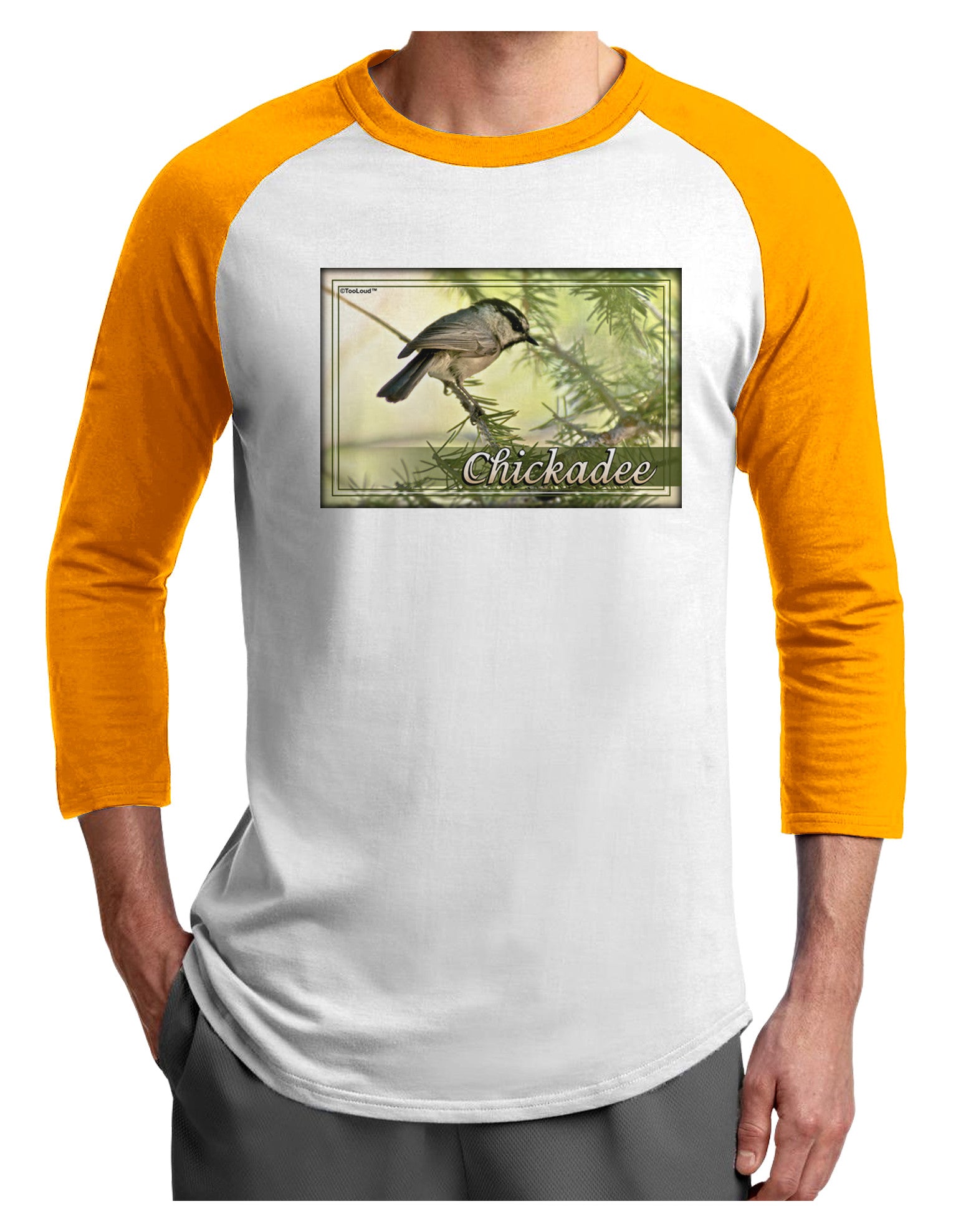 CO Chickadee with Text Adult Raglan Shirt-Raglan Shirt-TooLoud-White-Gold-X-Small-Davson Sales
