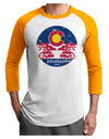 Grunge Colorado Rocky Mountain Bighorn Sheep Flag Adult Raglan Shirt-Mens T-Shirt-TooLoud-White-Gold-X-Small-Davson Sales