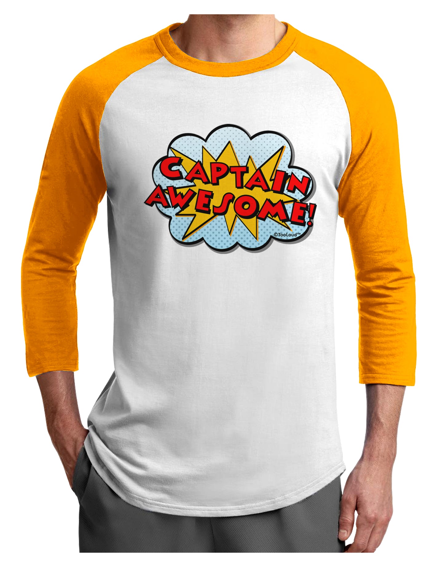 Captain Awesome - Superhero Style Adult Raglan Shirt by TooLoud-TooLoud-White-Gold-X-Small-Davson Sales