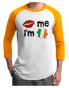 Kiss and Irish Flag Shamrock - Kiss Me I'm Irish Adult Raglan Shirt by TooLoud-Raglan Shirt-TooLoud-White-Gold-X-Small-Davson Sales