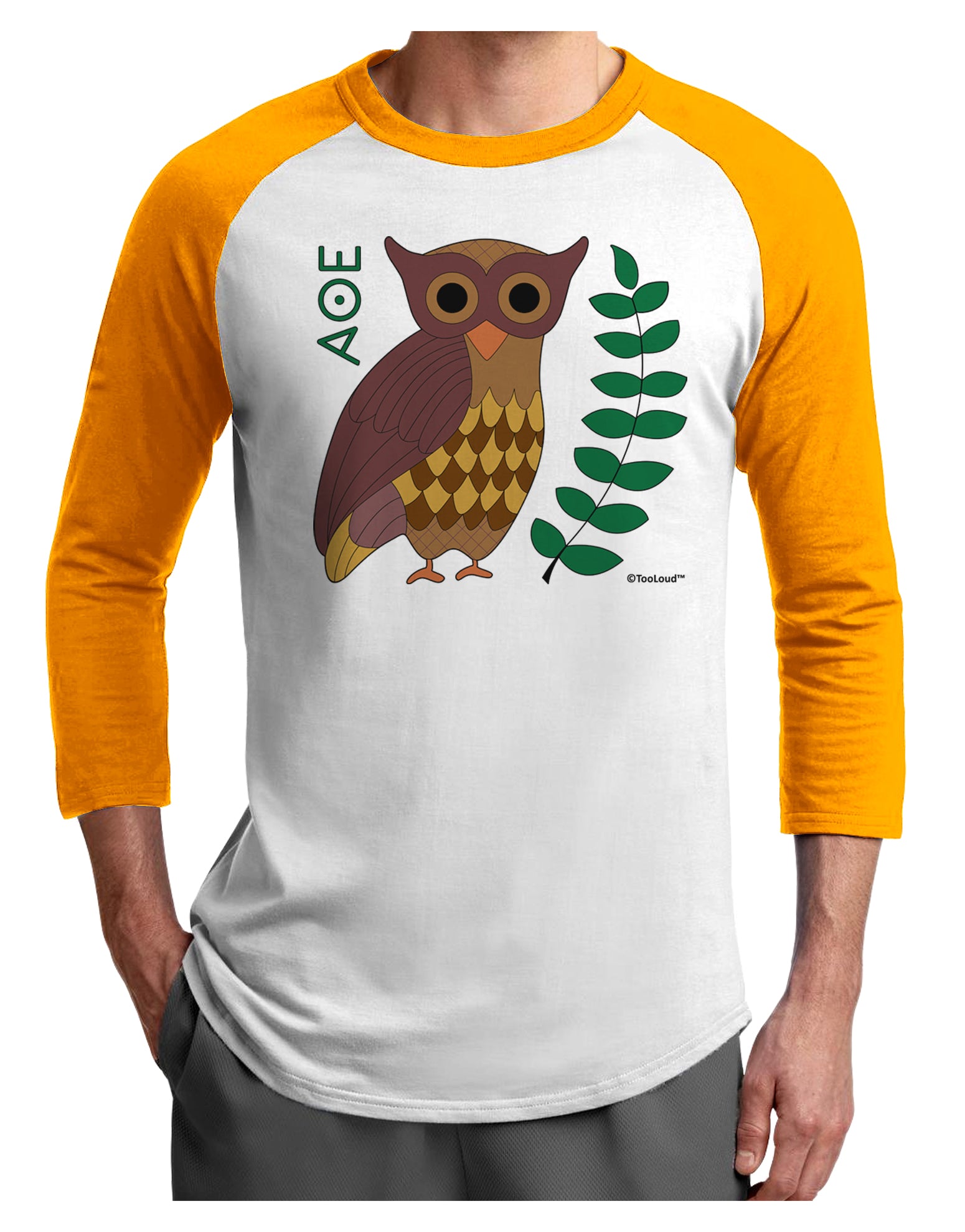 Owl of Athena Adult Raglan Shirt by TooLoud-TooLoud-White-Gold-X-Small-Davson Sales