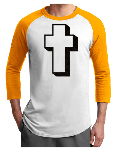 Simple Cross Design Glitter - Black Adult Raglan Shirt by TooLoud-TooLoud-White-Gold-X-Small-Davson Sales