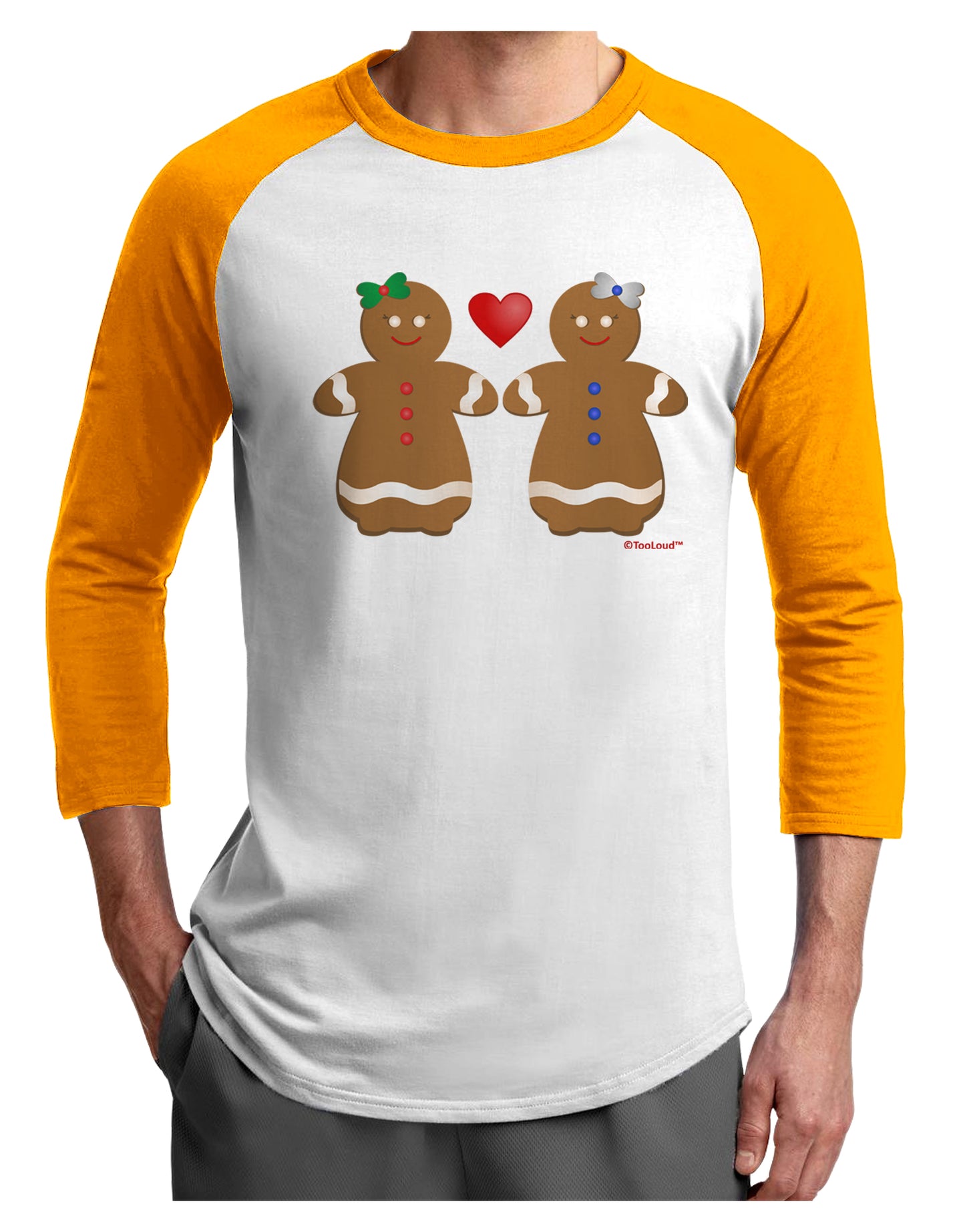 Gingerbread Woman Couple Adult Raglan Shirt by TooLoud-TooLoud-White-Gold-X-Small-Davson Sales