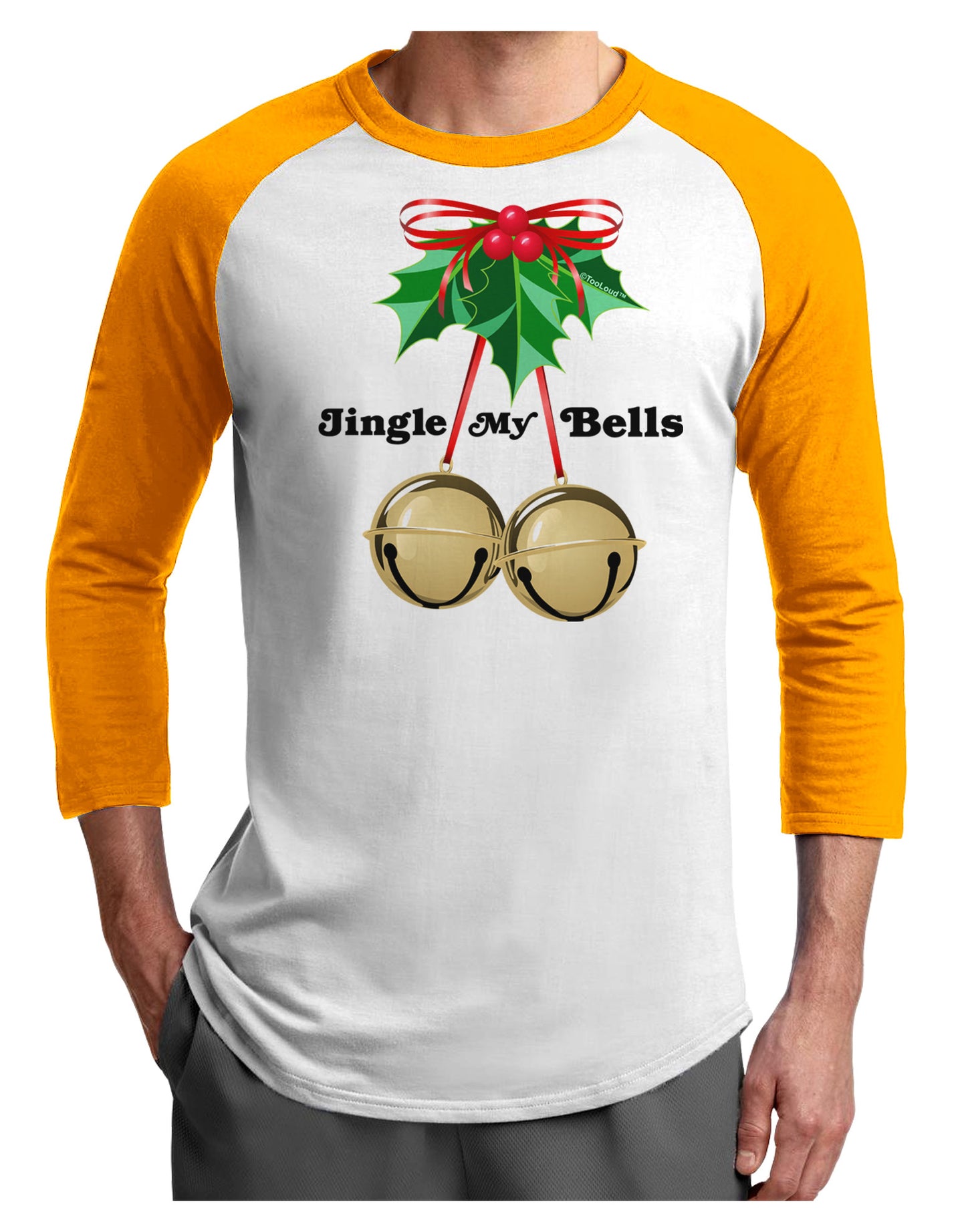 Jingle My Bells Adult Raglan Shirt-Raglan Shirt-TooLoud-White-Gold-X-Small-Davson Sales