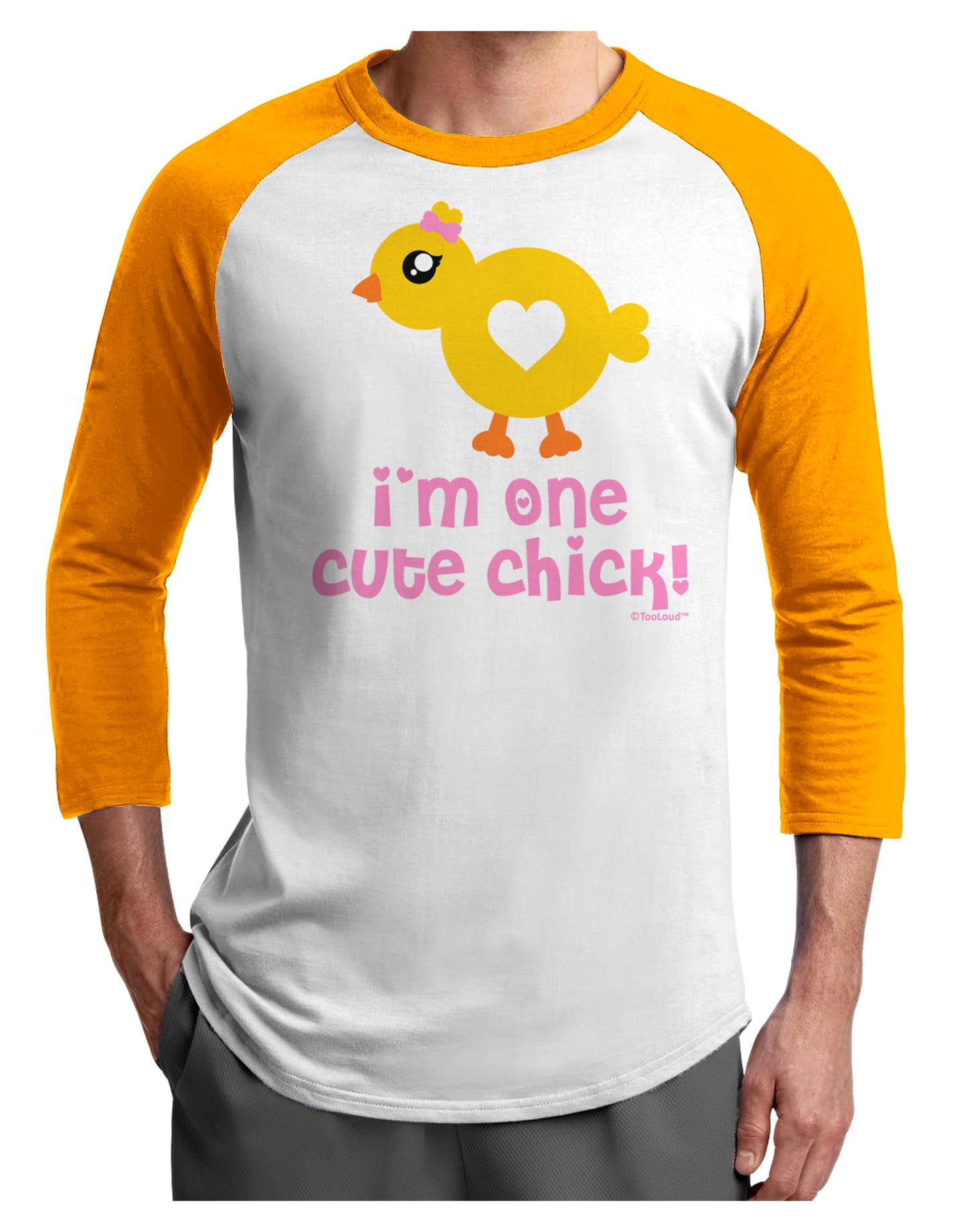 I'm One Cute Chick Adult Raglan Shirt by TooLoud-TooLoud-White-Gold-X-Small-Davson Sales