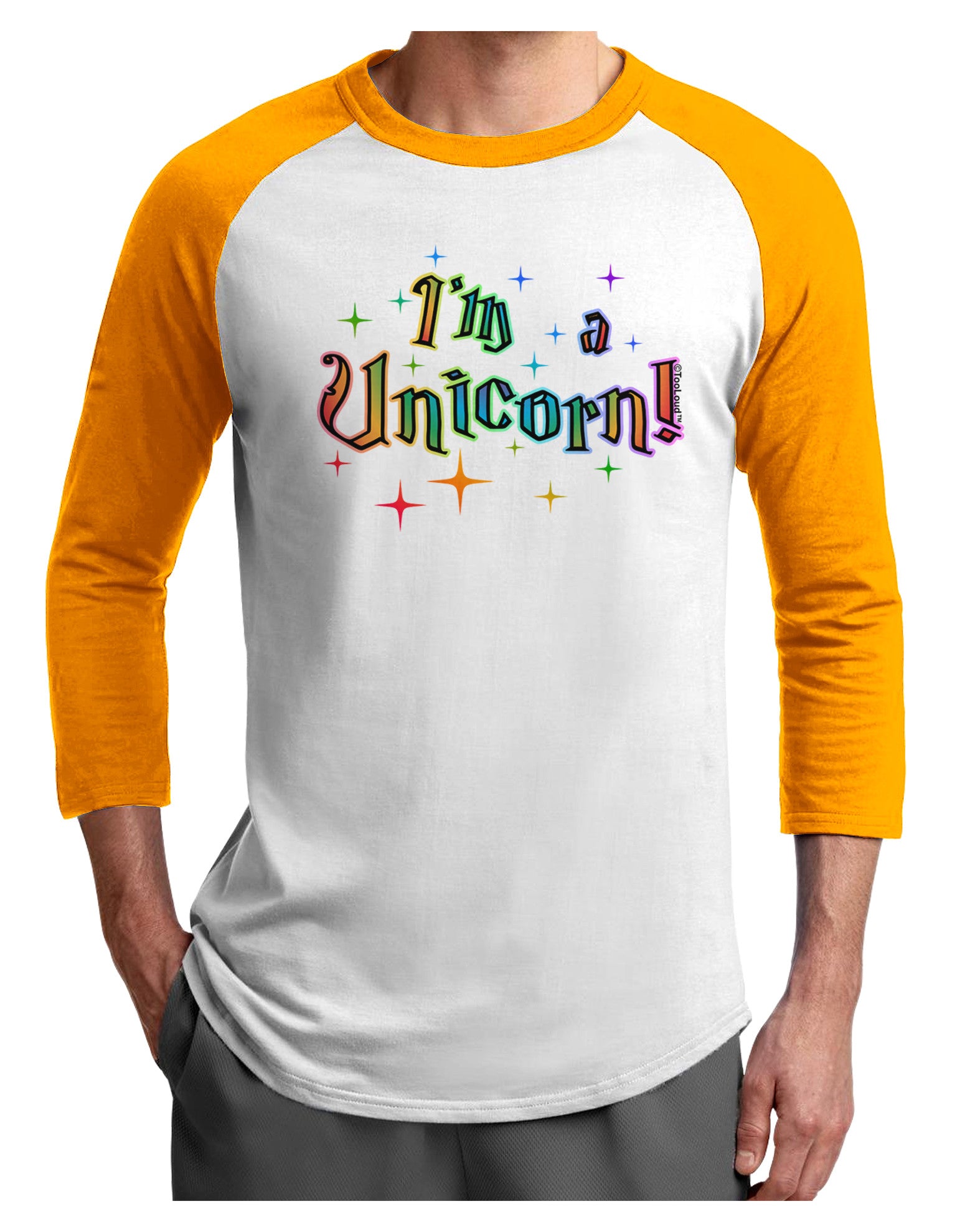 I'm a Unicorn Text Adult Raglan Shirt-Raglan Shirt-TooLoud-White-Gold-X-Small-Davson Sales