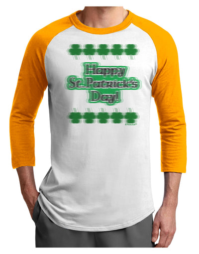 Seeing Double St. Patrick's Day Adult Raglan Shirt-TooLoud-White-Gold-X-Small-Davson Sales
