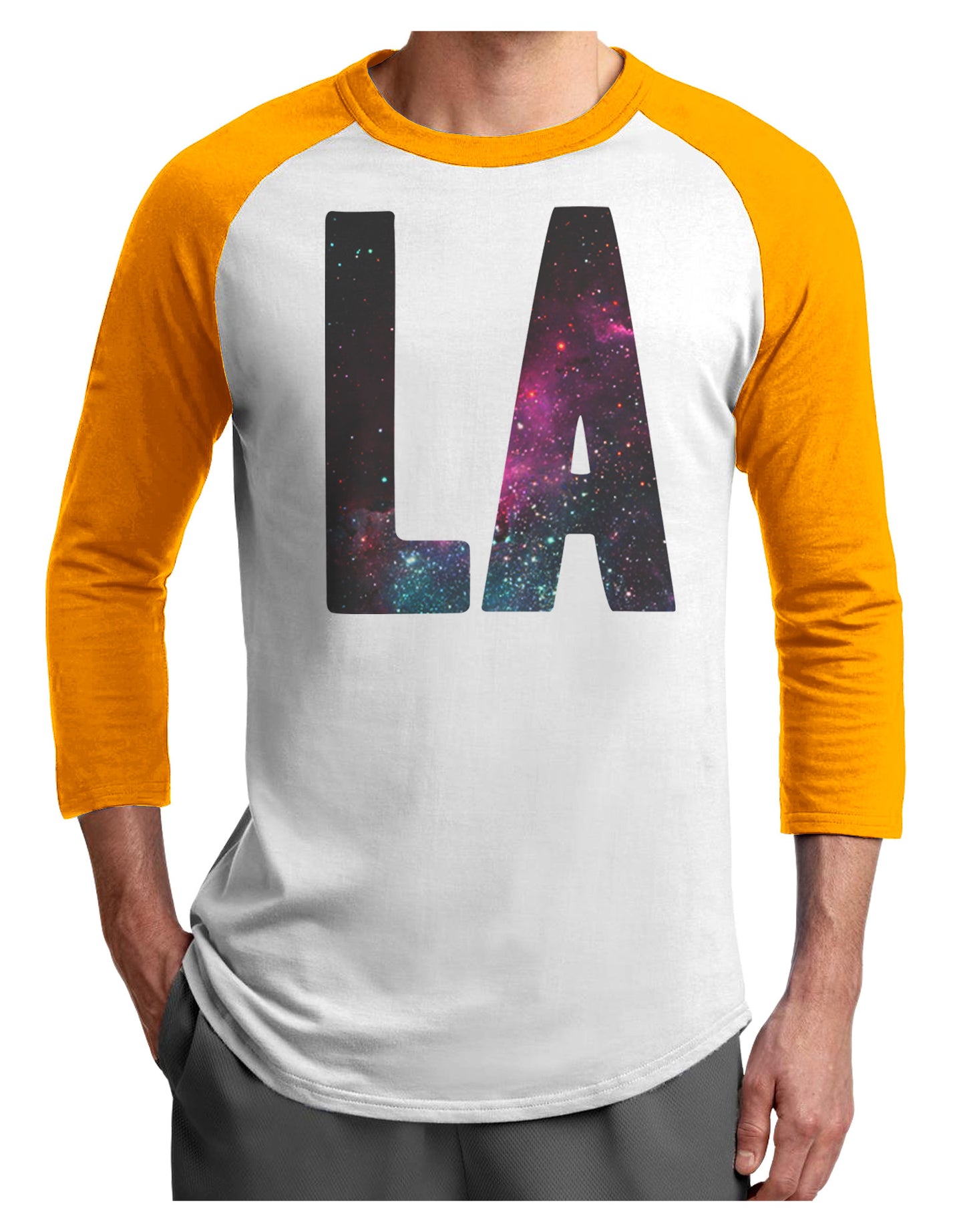 LA Outer Space Desgin Adult Raglan Shirt-Raglan Shirt-TooLoud-White-Gold-X-Small-Davson Sales