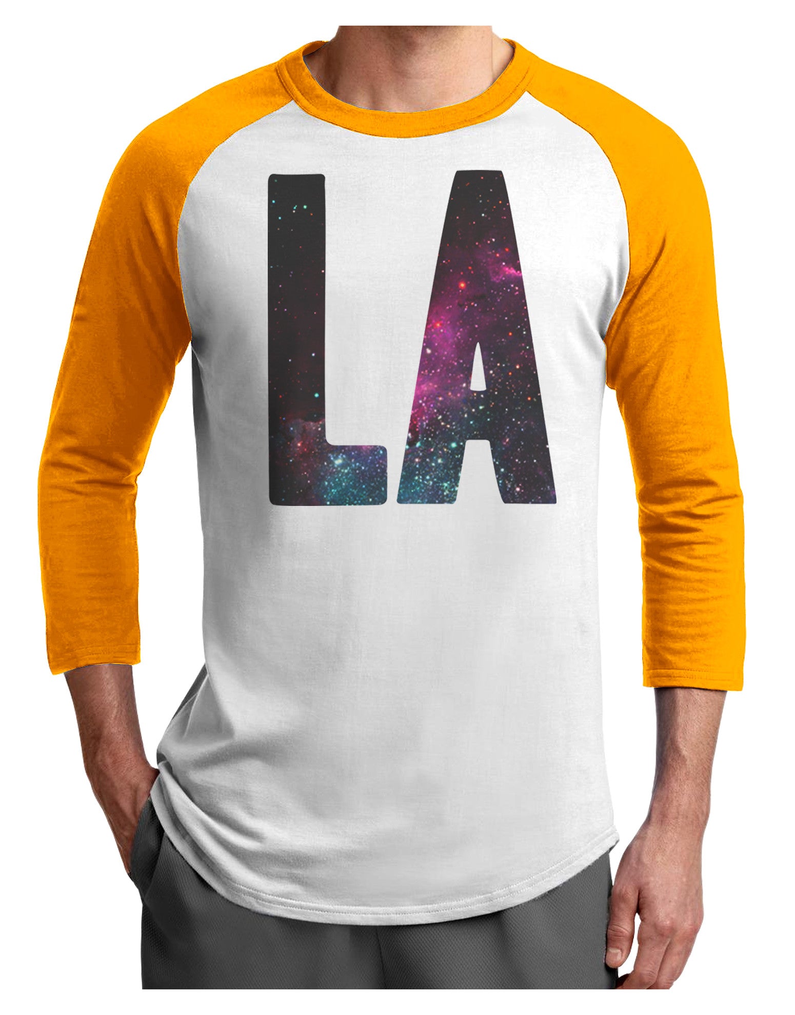 LA Outer Space Desgin Adult Raglan Shirt-Raglan Shirt-TooLoud-White-Gold-X-Small-Davson Sales