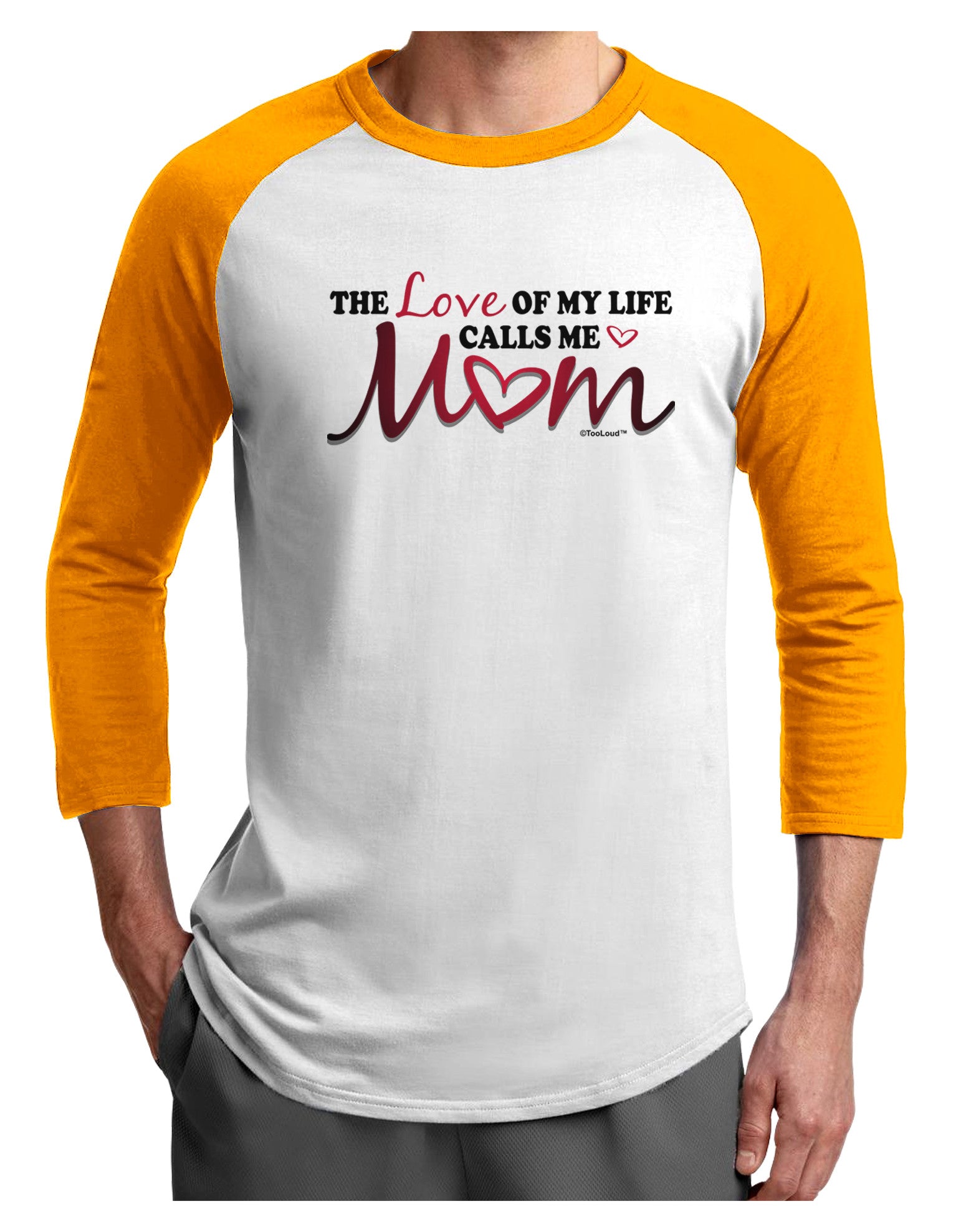 Love Of My Life - Mom Adult Raglan Shirt-TooLoud-White-Gold-X-Small-Davson Sales
