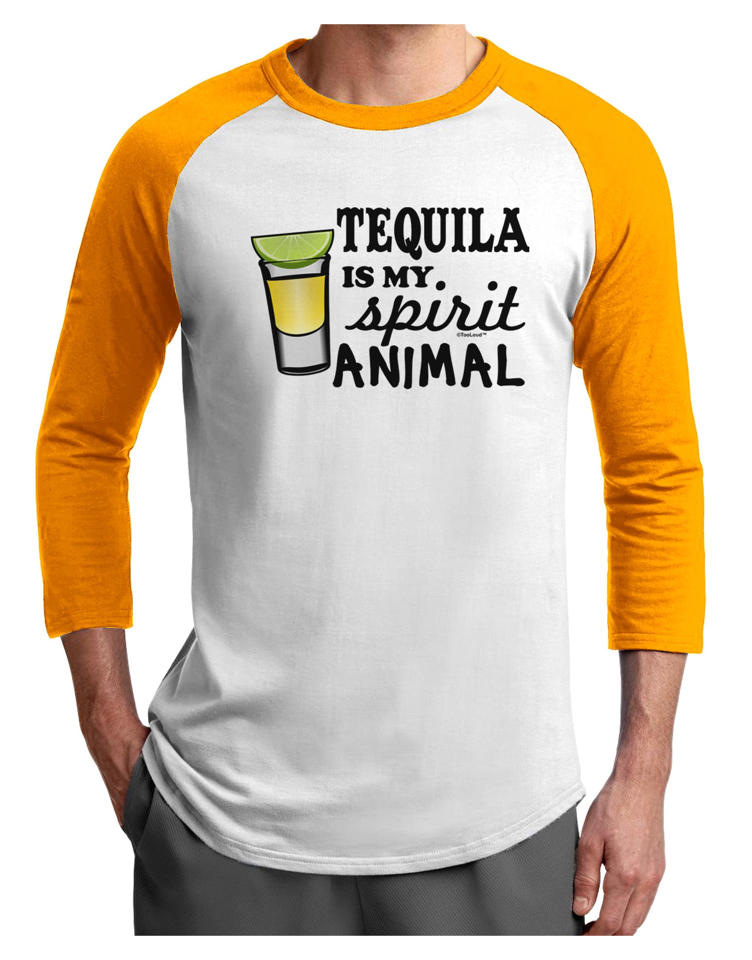 Tequila Is My Spirit Animal Adult Raglan Shirt-Raglan Shirt-TooLoud-White-Gold-X-Small-Davson Sales