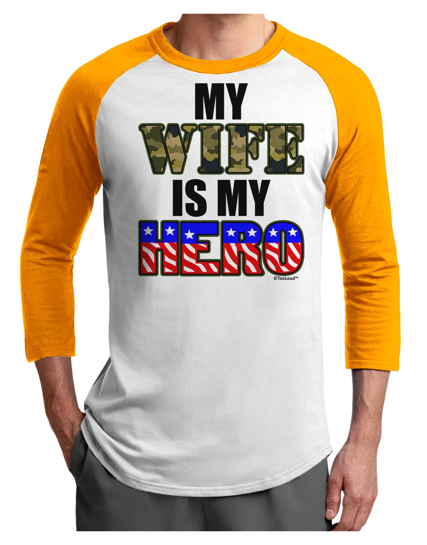 My Wife is My Hero - Armed Forces Adult Raglan Shirt by TooLoud-TooLoud-White-Gold-X-Small-Davson Sales