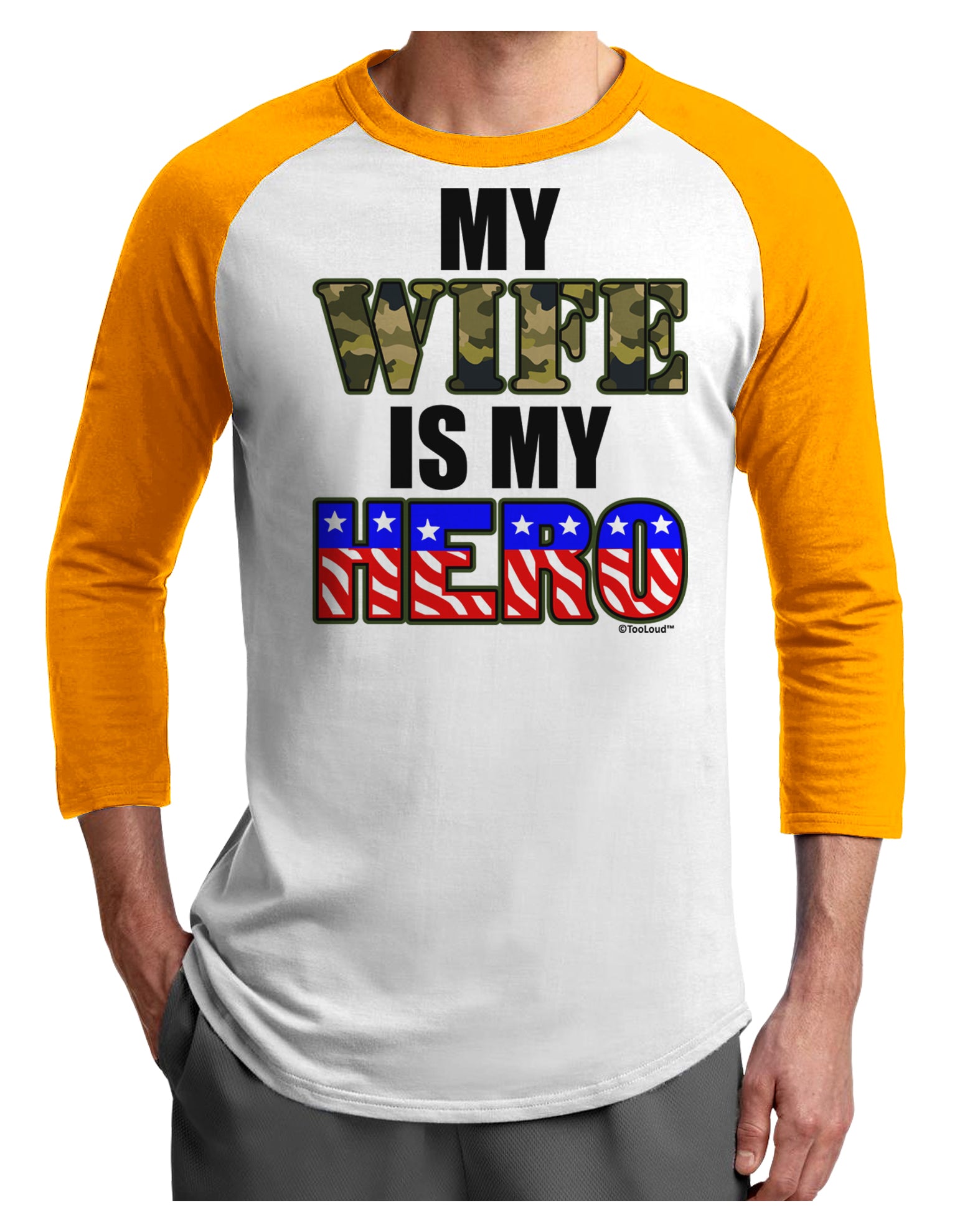 My Wife is My Hero - Armed Forces Adult Raglan Shirt by TooLoud-TooLoud-White-Gold-X-Small-Davson Sales