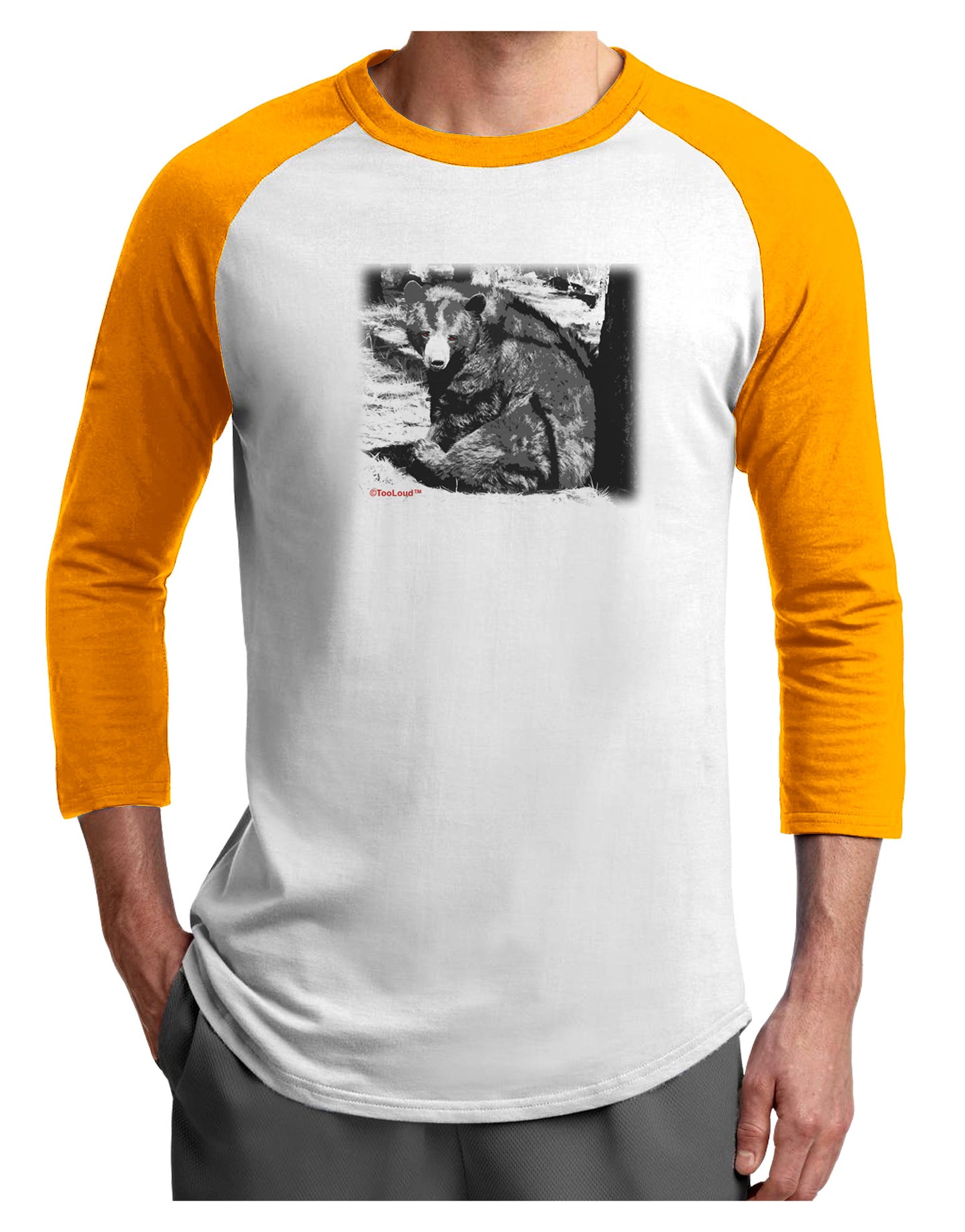 Creepy Black Bear Adult Raglan Shirt-Raglan Shirt-TooLoud-White-Gold-X-Small-Davson Sales