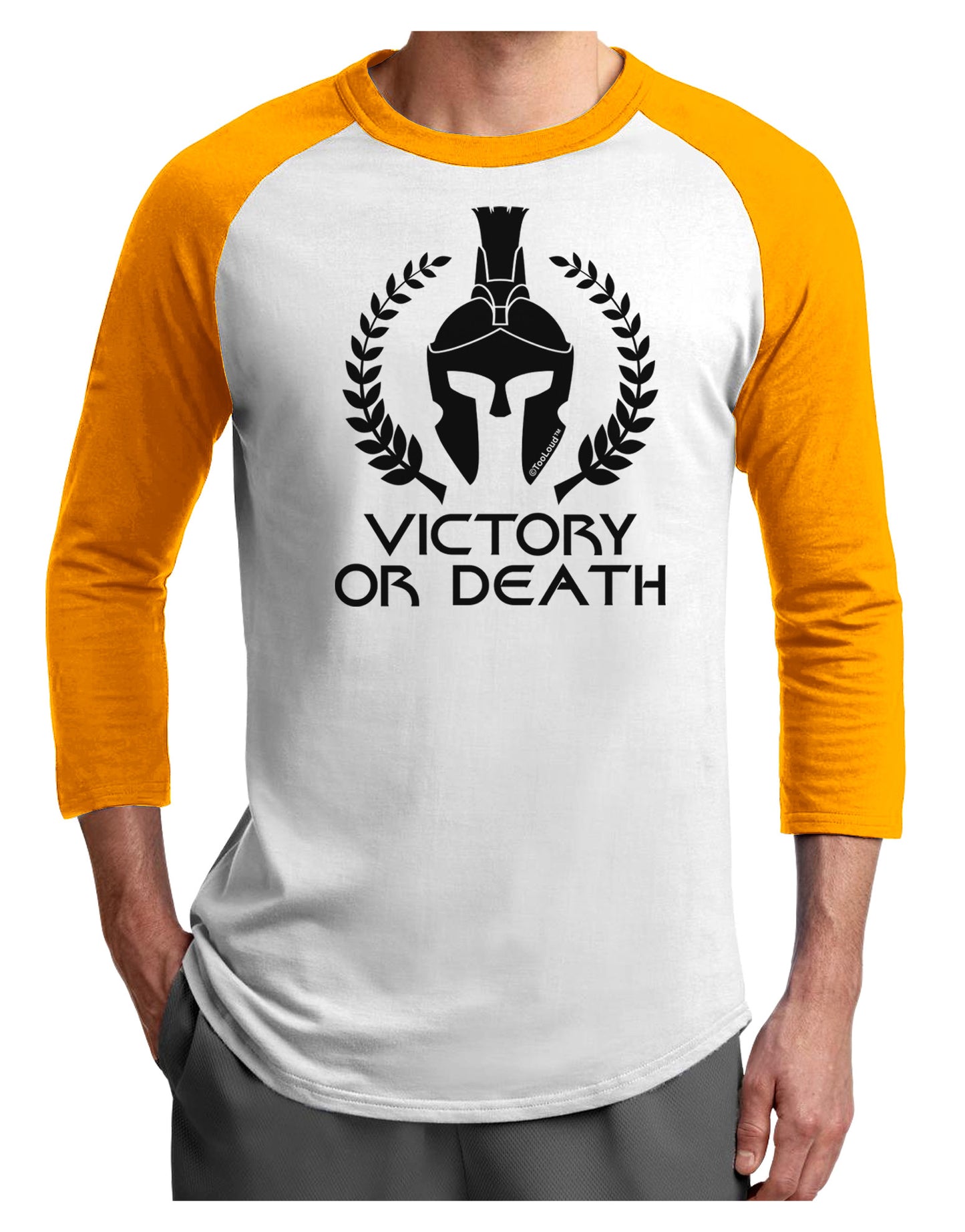 Spartan Victory Or Death Adult Raglan Shirt-Raglan Shirt-TooLoud-White-Gold-X-Small-Davson Sales