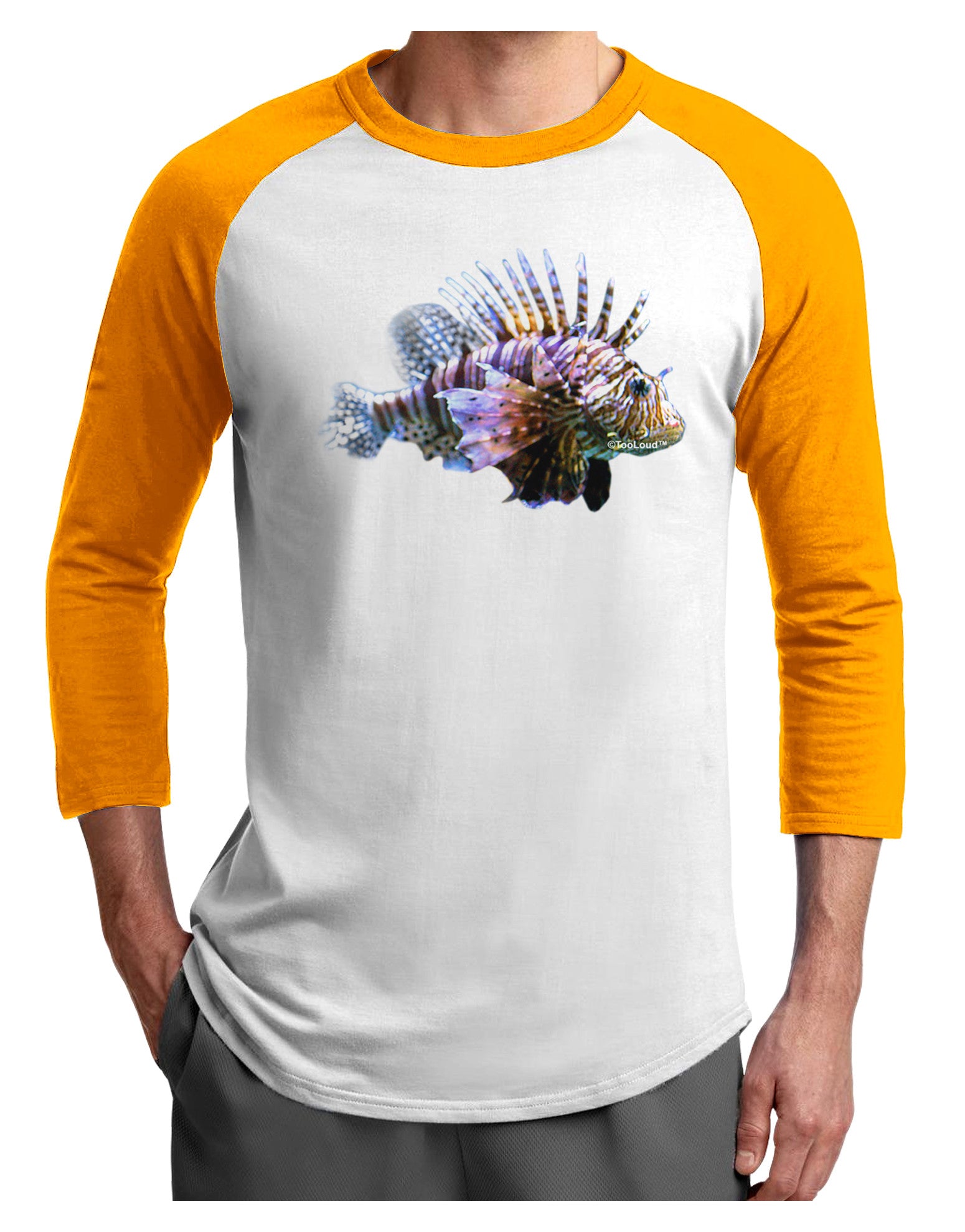 Lionfish Adult Raglan Shirt-Raglan Shirt-TooLoud-White-Gold-X-Small-Davson Sales