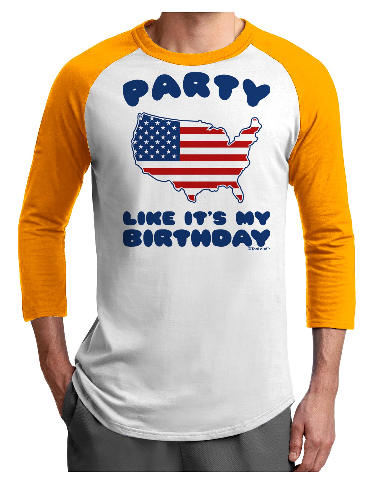 Party Like It's My Birthday - 4th of July Adult Raglan Shirt-TooLoud-White-Gold-X-Small-Davson Sales