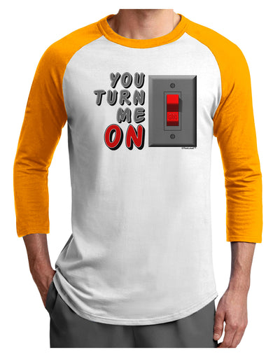 TooLoud You Turn Me On Switch Adult Raglan Shirt-Raglan Shirt-TooLoud-White-Gold-X-Small-Davson Sales