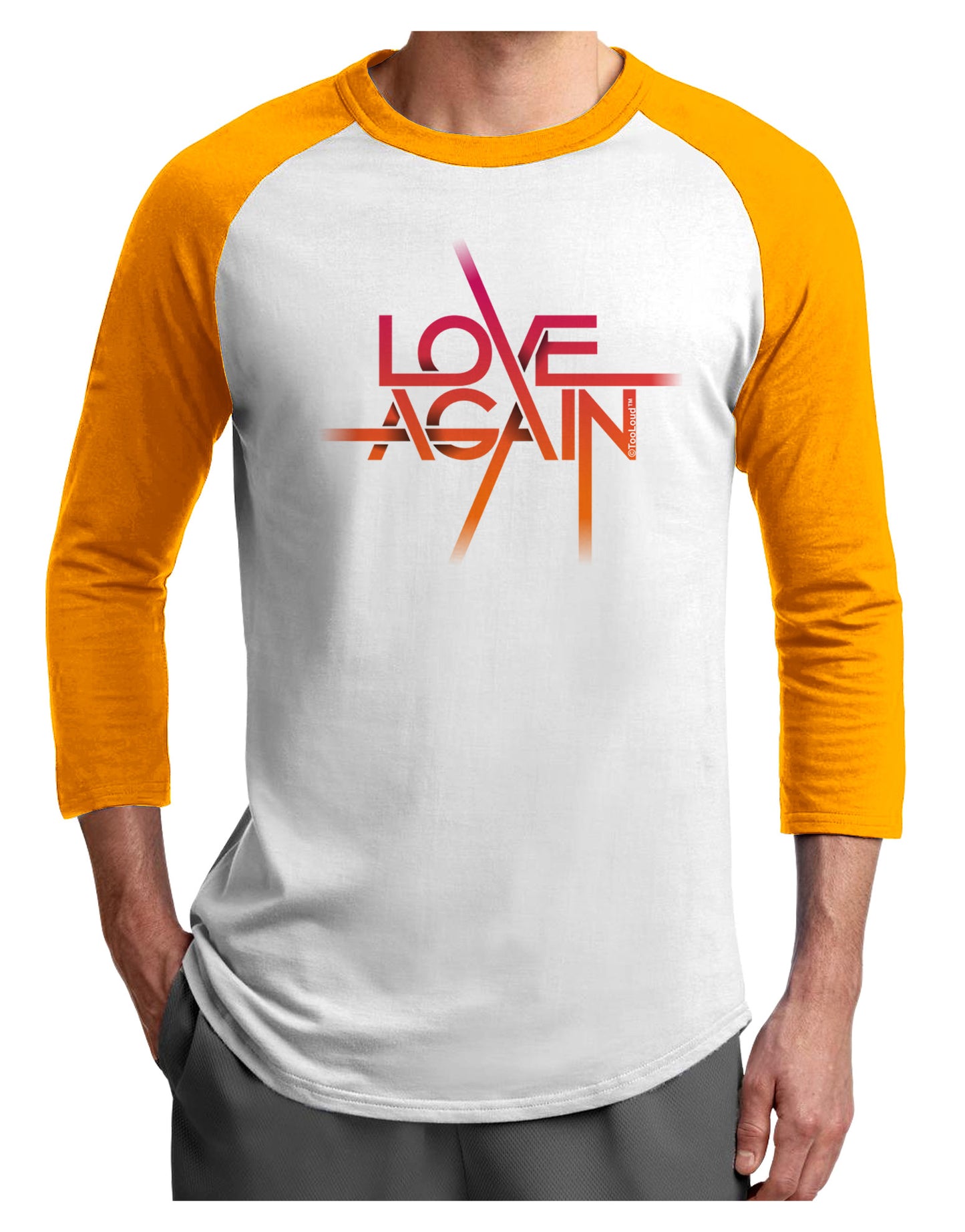Love Again Typography Adult Raglan Shirt-Raglan Shirt-TooLoud-White-Gold-X-Small-Davson Sales