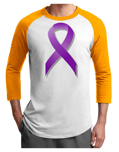 Crohn’s Disease Awareness Ribbon - Purple Adult Raglan Shirt-TooLoud-White-Gold-X-Small-Davson Sales