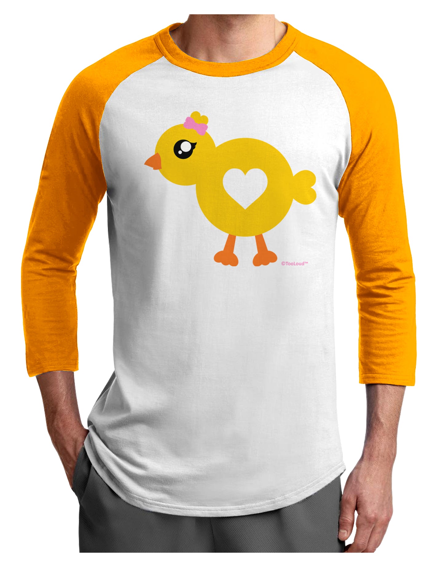 Cute Chick with Bow Adult Raglan Shirt by TooLoud-TooLoud-White-Gold-X-Small-Davson Sales