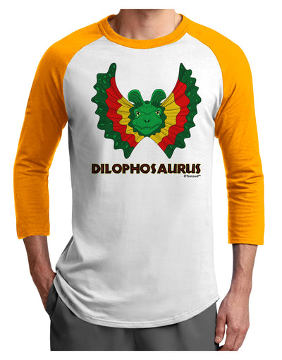 Dilophosaurus Design - Color - Text Adult Raglan Shirt by TooLoud-TooLoud-White-Gold-X-Small-Davson Sales